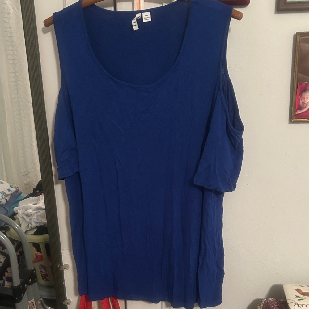 Elle Royal Blue Cold Shoulder Blouse